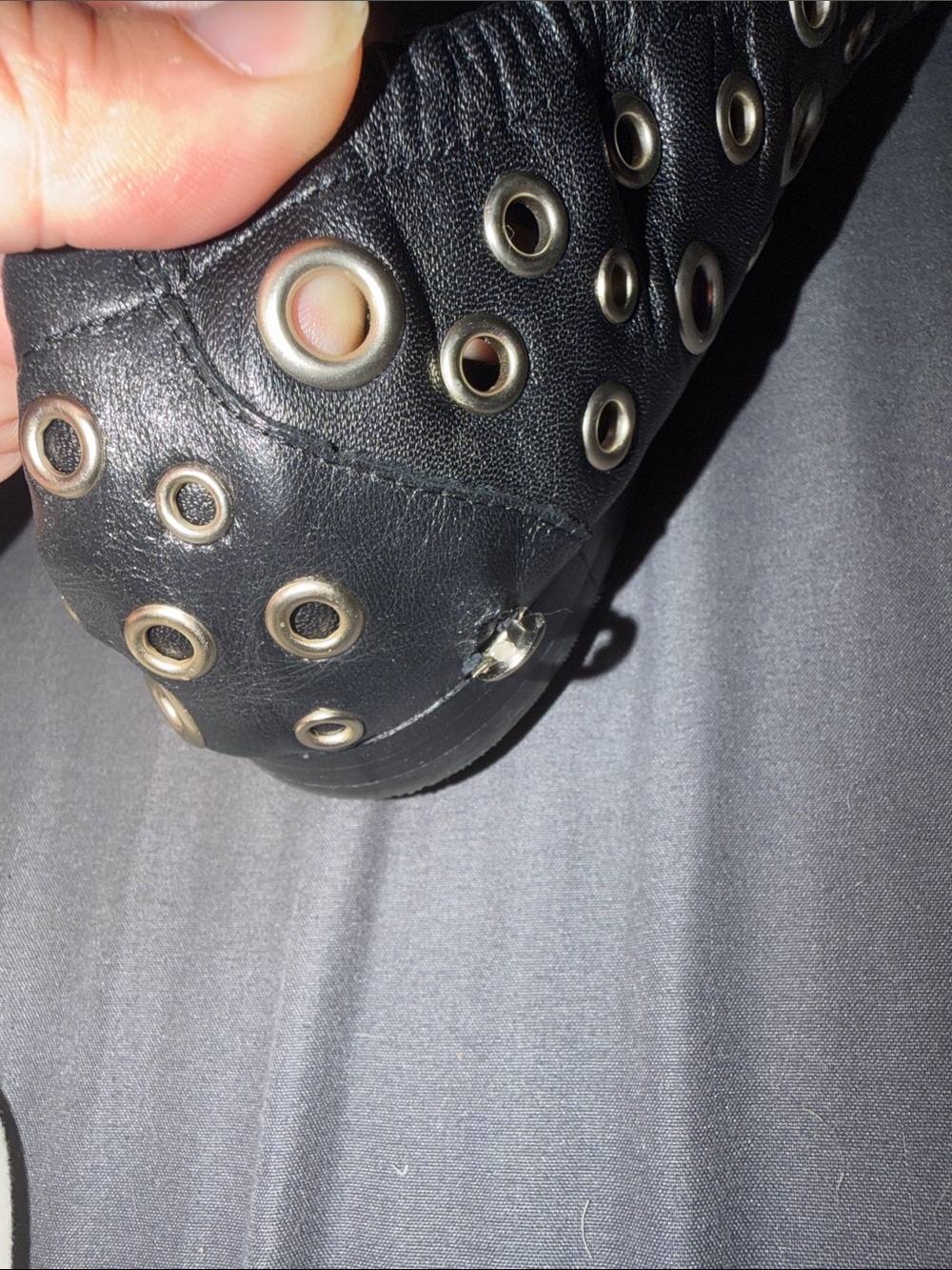 Tory Burch Black Leather eyelet ballet loafers size 9 - Picture 8 of 10